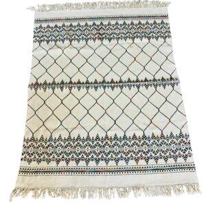 Vintage Handmade Swedish Weave Multicolor Throw Blanket Afghan 57 x 45 Rainbow